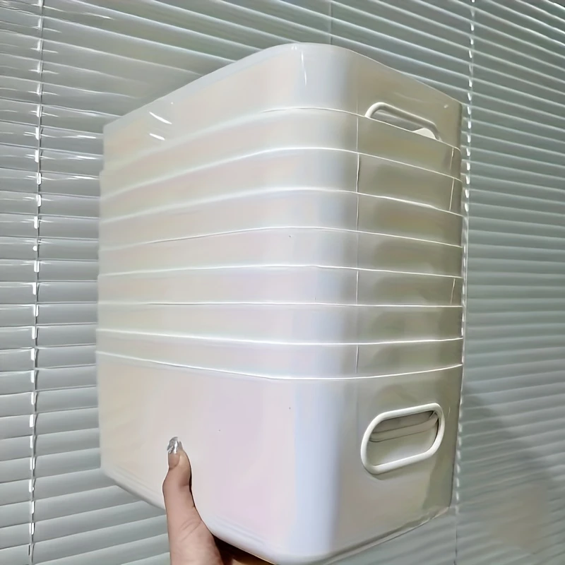 5pcs 쌓을 수 있는 보관 상자 세트, 직사각형 플라스틱 정리함 용기, 내구성, 재사용 가능, 주방, 욕실, 기숙사 필수품