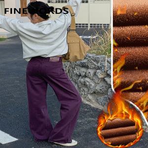 FINEWORDS 빈티지 하이 웨이스트 루즈 청바지 여성 와이드 레그 한국 캐주얼 워시 데님 청바지 streetwear 하라주쿠 와이드 레그 청바지