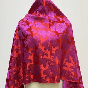 사전 절단 복숭아 색상 반짝 이는 꽃 아프리카 새틴 브로케이드, 드레스 정장을위한 생생한 자수 다마스크 가방 홈 장식 DIY 프로젝트