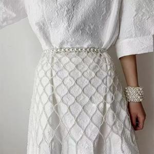 우아한 진주 허리 체인 - 드레스용 조절 가능한 보헤미안 프린지 벨트, 여성용 Y2K 프렌치 스타일 바디 주얼리