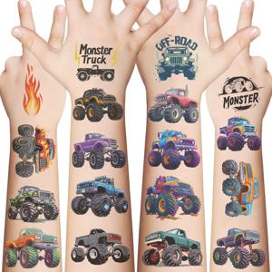 몬스터 트럭 임시 문신 메이크업 바디 스티커, 남아용 디자인 문신 스티커, 10 장