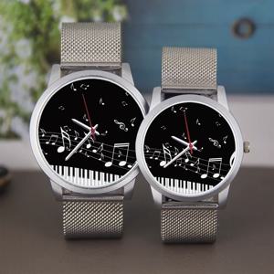 맞춤형 45/38mm 블랙 남성용 콜록 피아노 건반 음표 로즈골드 시계 기념품 실버 벨트 남녀공용 선물