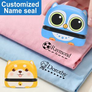 맞춤형 귀여운 이름 스탬프 - 아기 옷 및 도시락 가방에 재사용 가능, 빠르게 건조되는 무독성 잉크, 학교 용품 선물용