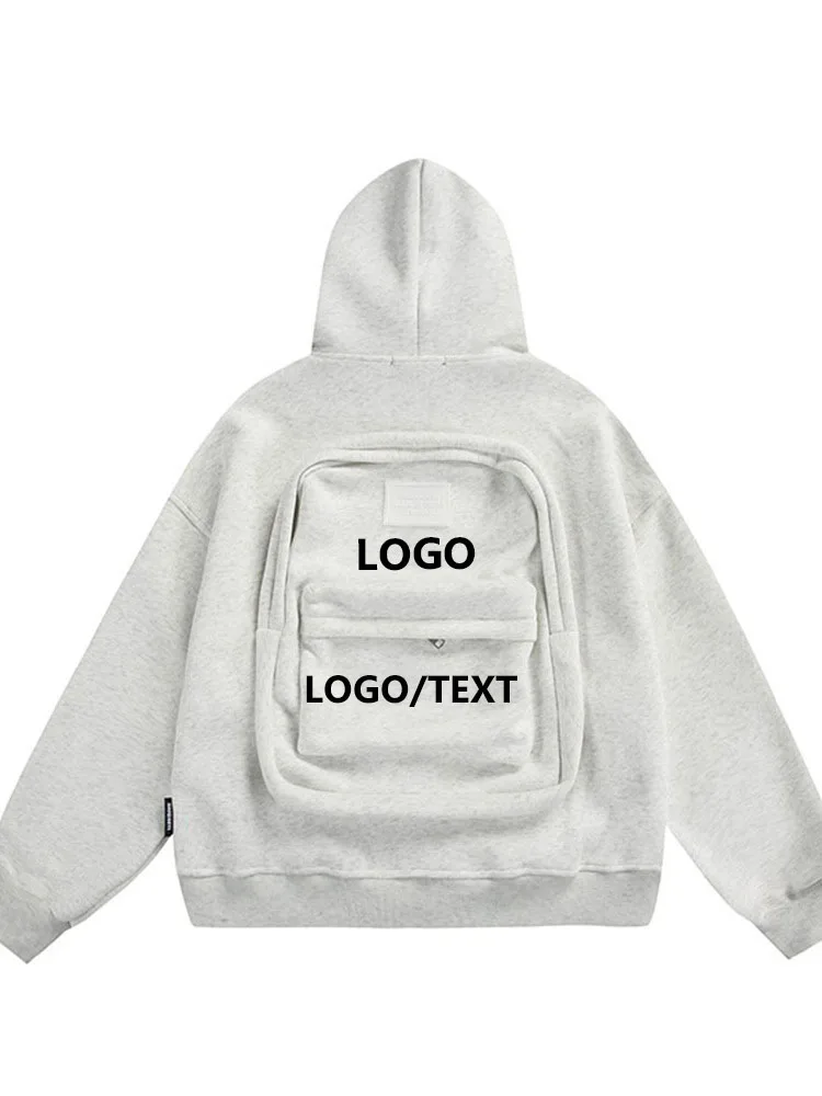 후디 백팩 세트 개인 맞춤형 회색 풀오버 숨겨진 포켓 포함 맞춤형 학교 용품 선물 세트