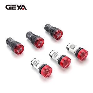 GEYA 22mm 패널 직경 AC DC 12V 24V 220V 간헐적 사운드 플래시 신호등 빨간색 LED 활성 부저 경고등