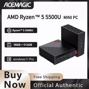 ACEMAGIC 미니 PC Ryzen 5 5500U 16GB DDR4 512GB SSD 미니 데스크탑 컴퓨터 터보 부스트 최대 4.0GHz M.2 WiFi 6+BT5.2 비즈니스 오피스용
