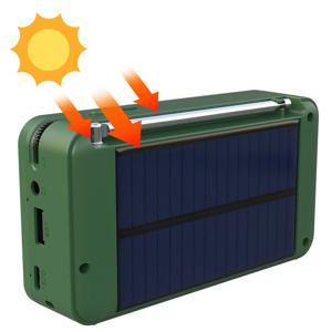 휴대용 DAB+ 디지털 라디오 블루투스 호환 태양열 발전/충전식 무선 스피커는 U 디스크 TF 카드 MP3 재생을 지원합니다.