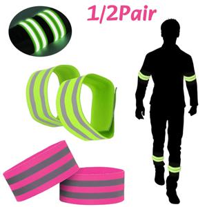 손목 팔 발목 다리용 반사 밴드 1/2쌍 고가시성 반사 스트랩 야간 걷기 사이클링 러닝 안전 반사기