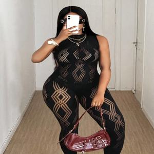 여성 섹시 점프수트 메쉬 백리스 나이트 파티 스트리트웨어 의상 여성 트렌디 섹시 의류