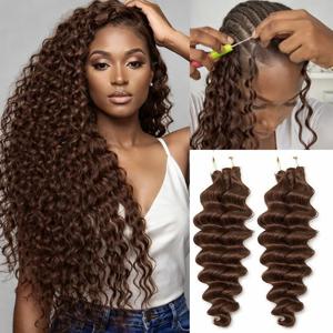 브라운 딥 웨이브 크로셰 헤어 익스텐션 워터 웨이브 페더 크로셰 인모 컬러 트위스트 브레이딩 헤어 매듭 없는 미리 분리된