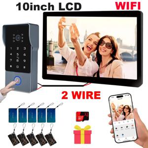 Tuya Wifi 스마트 홈 비디오 도어폰 비디오 인터콤 1080P 10인치 터치 모니터 2선식 도어벨 도어 카메라 보안 시스템