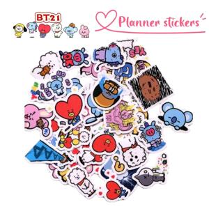 BT21 코야 RJ 슈키 망 타타 쿠키 고채도 창의적 개성 DIY 스티커 학생 핸드 어카운트 만화 귀여운 스티커
