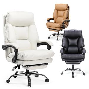 사무용 가죽 중역의자 발받침 포함 침대형 사무실의자 155°틸팅 조절기능