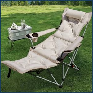 접이식 휴대용 캠핑 의자, 조절 가능한 등받이와 코튼 충전 시트, 여행, 해변, 낚시, 야외용 의자