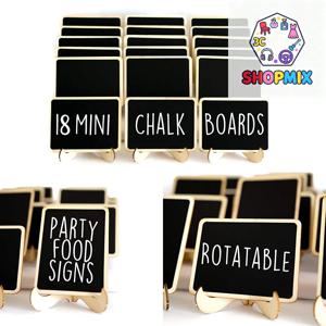 이젤이 있는 10개 미니 칠판 표지판, 결혼식, 생일 파티, 메시지 보드 표지판 및 이벤트 장식용 나무 명패