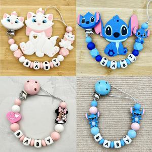 개인화 된 이름 문자 아기를위한 영어 문자 실리콘 젖꼭지 클립 체인 홀더 치아발육기 펜던트 치아발육기 아기 선물