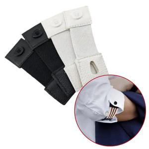 2개 여성 남성 셔츠 커프 홀더 탄성 암밴드 셔츠 소매 홀더 커프스 단추 조절 가능한 팔목 밴드 연장 버튼