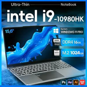 15.6인치 윈도우 11 프로 노트북 인텔 코어 i9-10980hk 16GB 램 1TB SSD 오피스 게이머용 학습용 노트북 컴퓨터 PC