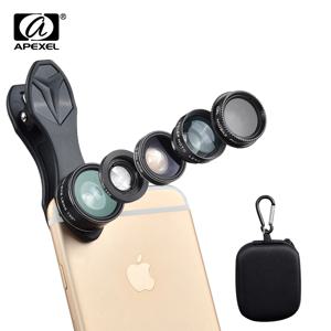 5in1 클립 피쉬 아이 렌즈 광각 매크로 망원경 CPL 휴대 전화 렌즈 iPhone 5 6S Plus Xiaomi 전화 fisheye Lentes DG5