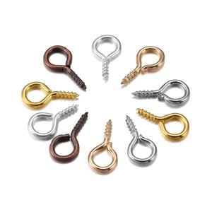 100/200 개/몫 작은 작은 미니 눈 핀 Eyepins 후크 구멍 나사 스레드 9 색 Clasps 후크 DIY 쥬얼리 결과 만들기