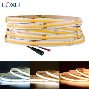 FCOB COB LED 스트립 조명 320 480 LED/m 16.4ft UL 등록 고밀도 유연한 테이프 리본 3000 4000K RA90 Led 조명 DC12V 24V