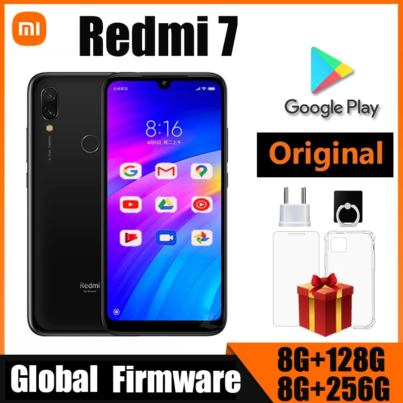 Xiaomi Redmi 7 휴대폰(휴대폰 케이스 포함), 듀얼 SIM Solt 휴대폰 안드로이드 휴대폰 듀얼 카메라 중고 휴대폰