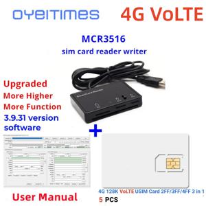 OYEITIMES 스마트 카드 리더기 + 5PCS 2FF/3FF/4FF 프로그래밍 가능한 SIM 카드 빈 VoLTE LTE WCDMA GSM USIM 카드 + 3.9.31 Ver. 소프트웨어