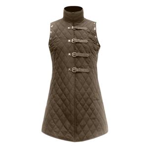 Gambeson 의상 Aketon 갑옷 조끼 코트 중세 바이킹 민소매 복장 성인 남성을위한 Larp Warrior Knight Hunter 복장