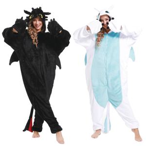 Kigurumi Toothless Onesie 잠옷 성인 점프 슈트 동물 Onesies 잠옷 이빨없는 드래곤 파자마 코스프레 의상 훈련 방법