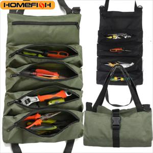 헤비듀티 롤업 공구 가방 - 옥스포드 원단 다용도 공구 정리함, 정비공/전기공/목수를 위한 올인원 차고 보관함