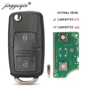 Jingyuqin 2BTN VW Bora 골프 폴로 Passat Touran 좌석 Skoda 434MHz ID48 칩 1J 용 원격 자동차 키 Fob 뒤집기 0959753 AG/1J 0959753 CT