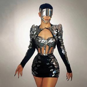 반짝이는 라인석 스팽글 원피스 모델 패션 쇼 파티 디너 원피스, 맞춤형 디자인, 생일 파티 사진 촬영 원피스