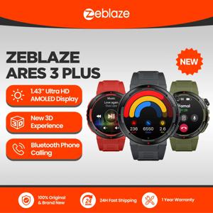 새로운 Zeblaze Ares 3 Plus 1.43인치 HD AMOLED 디스플레이 음성 통화 Smartwatch 새로운 3D 대화형 건강 및 피트니스 추적 스마트 시계