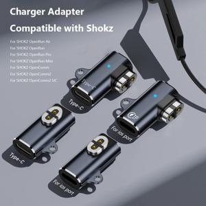 USB C/iOS용 마그네틱 어댑터 충전기 어댑터 AfterShokz OpenRun Air/Pro/Aeropex AS800 S803용 충전 케이블 어댑터