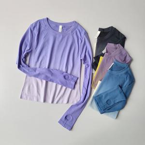 점진적 슬리밍 스포츠 티셔츠 피트니스 슈트 여성 꽉 끼는 빠른 건조 탑 요가 슈트 훈련 슬림 피팅 긴 소매