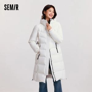 여성용 세미르 다운 재킷, 긴 길이 파카, 따뜻한 구스 다운, 야외 방풍 아우터, 겨울 2024 신상