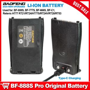 BAOFENG BF-888S 프로 오리지널 배터리, 업그레이드된 C 타입 (USB-C) 충전, BF888S/777S/666S BF-C1, Retevis H777 RT21 RT24 RT28