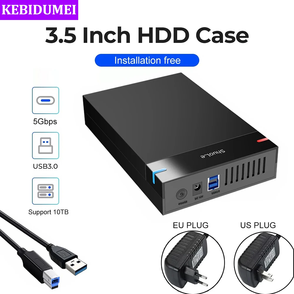 2.5/3.5 인치 HDD 케이스 USB3.0 하드 드라이브 인클로저 SATA to USB 3.0 외장형 하드 드라이브 리더 PC 노트북 용 10TB 어댑터