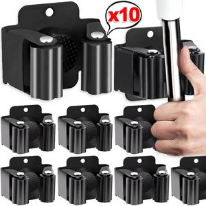 스테인레스 스틸 걸레 빗자루 거치대 벽걸이, 녹 방지 보관 후크, 욕실 주방 정원 도구 정리정돈 랙, 10x1