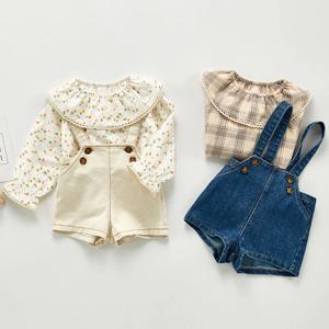 유아용 카우보이 롬퍼, 단색 데님 롬퍼, 민소매 아기 데님 점프수트, 포켓 바디수트, 가을