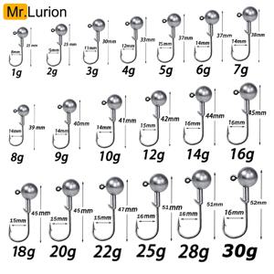 MrLurion 1g 2g 3g 4g 5g 10g 20g 22g 25g 28g 낚시 지그 헤드 후크, 크랭크 소프트 그럽 웜 루어 미끼 샤프 후크 용 리깅 후크