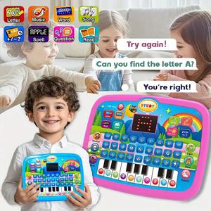 디스플레이 컴퓨터 조기 교육 기계 음악 어린이 계몽 장난감 소년과 소녀 휴일 선물과 어린이 학습 기계 시뮬레이션 태블릿