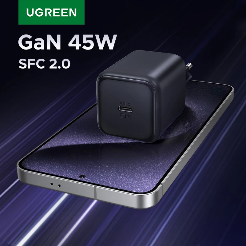 UGREEN 45W GaN 충전기 PD3.0 고속 충전기 PPS QC3.0 퀵 차지 삼성 S25 S24 울트라 아이폰 17 16 15 프로 맥스 아이패드 태블릿용
