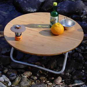 야외 피크닉 바베큐 테이블 캠핑 대나무 티 테이블 간단한 접이식 작은 원형 테이블 편리한 자체 운전 투어 테이블