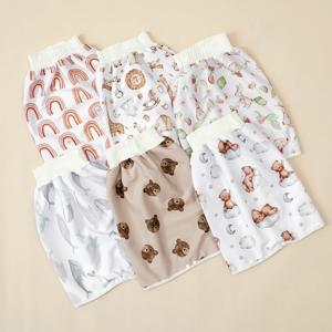 100% 폴리에스터 아기 재사용 기저귀 팬티 두 사이즈 유아용 교육 팬츠 천 기저귀 스커트 하이웨이스트 기저귀 스커트