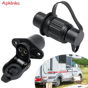 3핀 트레일러 소켓 원형 3극 플러그인 트레일러 트랙터 플러그 전기 카라반 트럭 12V 남성 여성 커넥터 방수
