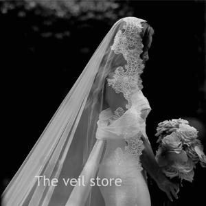 아이보리 만틸라 웨딩 신부 베일 신부를위한 대성당 긴 액세서리 레이스 트림 에지 Tulle 독특한 빈티지 스페인어 독특한