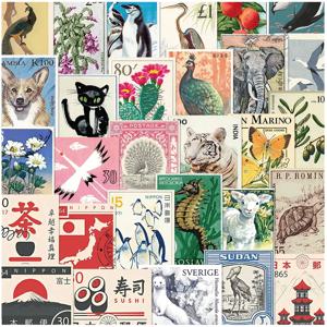 10/30/50pcs 레트로 스탬프 만화 스티커 데칼 방수 낙서 편지지 전화 케이스 노트북 예술적 미적 스티커 팩