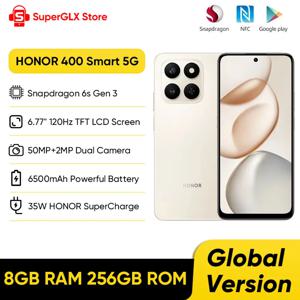 HONOR 400 스마트 5G 글로벌 버전 스냅드래곤 6s Gen 3 6.77'' LCD 화면 6500mAh 배터리 35W 고속 충전 지원 원클릭 AI