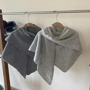 한국 스타일 울 혼방 따뜻한 넓은 삼각 스카프 숄 여성용 가을 겨울 패션 감각적인 보온 스카프 넥 워머